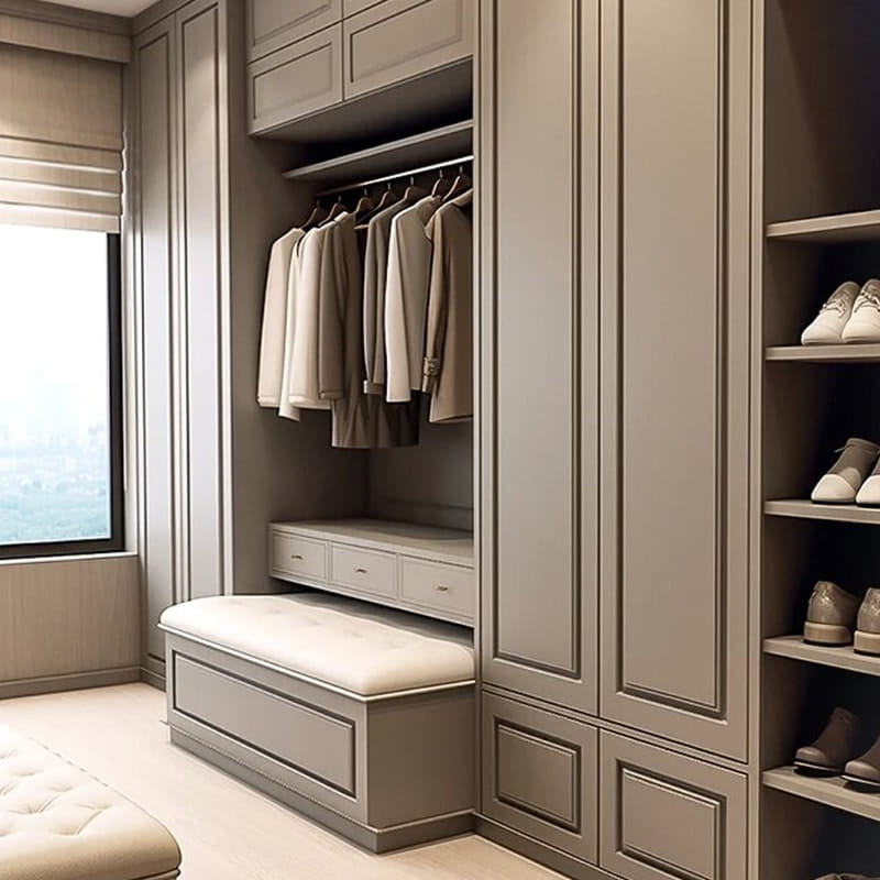 ตู้เสื้อผ้า Walk-in แบบพาโนรามาของผู้บริหารแมนฮัตตันพร้อมเกาะ